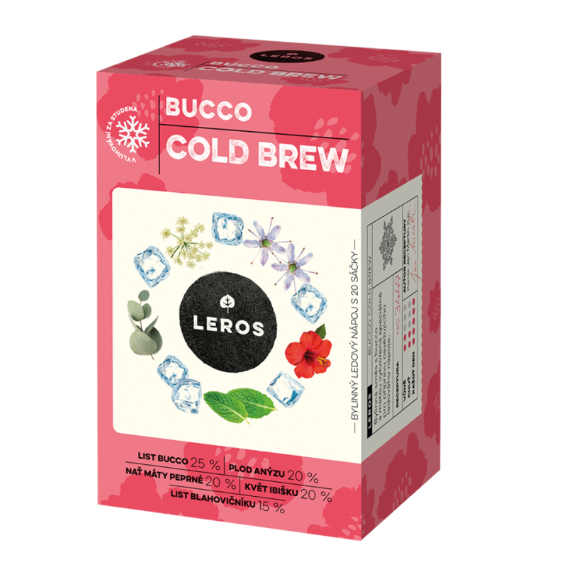 LEROS Bylinná směs Bucco Cold Brew - nálev. sáčky (20 x 1,5 g) - na přípravu ledového čaje LEROS Bylinná směs Bucco Cold Brew - nálev. sáčky (20 x 1,5 g) - na přípravu ledového čaje
