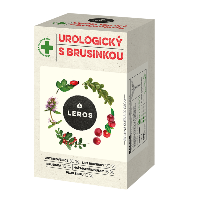 LEROS Bylinný čaj urologický s brusinkou - nálev. sáčky (20 x 1,5 g) - podporuje zdraví močových cest LEROS Bylinný čaj urologický s brusinkou - nálev. sáčky (20 x 1,5 g) - podporuje zdraví močových cest