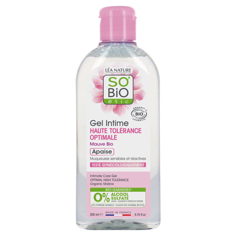 SO’BiO étic Gel mycí pro intimní hygienu hypoalergenní BIO (200 ml) - s výtažkem ze slézu obecného