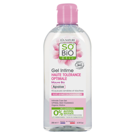 SO’BiO étic Gel mycí pro intimní hygienu hypoalergenní BIO (200 ml) - s výtažkem ze slézu obecného