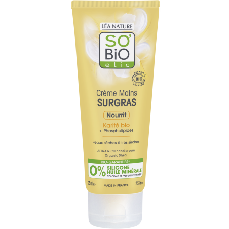 SO’BiO étic Krém na ruce ultra výživný s karité BIO (75 ml) - ideální pro suchou pokožku