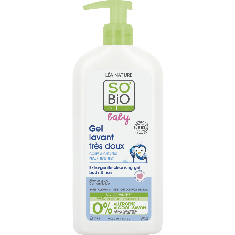 SO’BiO étic BABY Gel mycí pro děti - extra jemný na tělo i vlasy BIO (500 ml) - nepálí v očích SO’BiO étic BABY Gel mycí pro děti - extra jemný na tělo i vlasy BIO (500 ml) - nepálí v očích