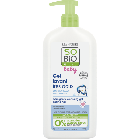 SO’BiO étic BABY Gel mycí pro děti - extra jemný na tělo i vlasy BIO (500 ml) - nepálí v očích