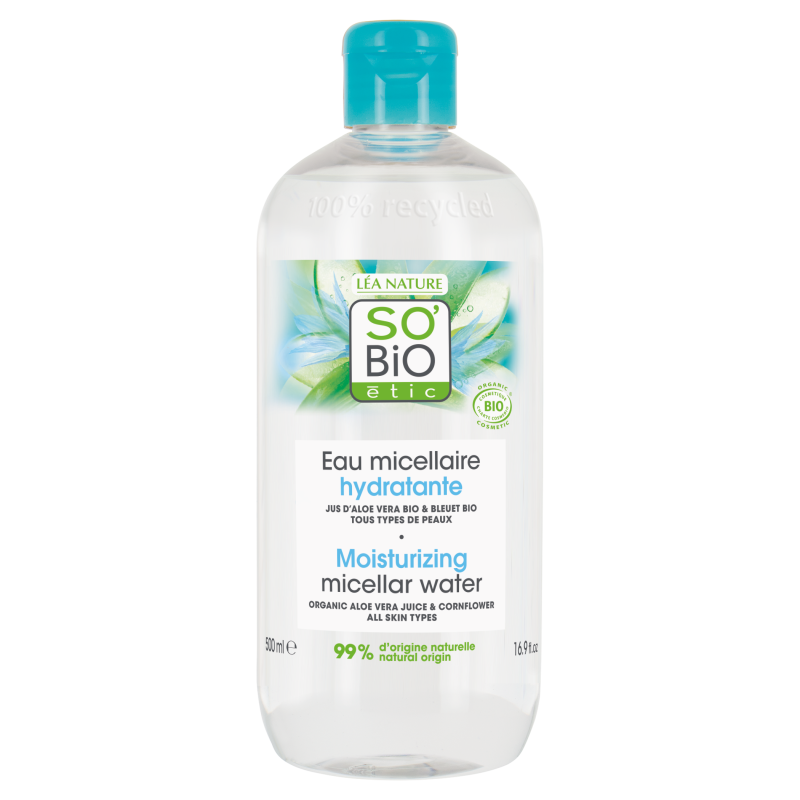 SO’BiO étic Voda micelární hydratační s Aloe vera BIO (500 ml) - obohacena o chrpovou vodu SO’BiO étic Voda micelární hydratační s Aloe vera BIO (500 ml) - obohacena o chrpovou vodu