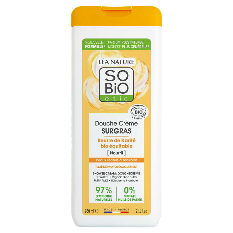 SO’BiO étic Krém sprchový SURGRAS s máslem karité BIO (650 ml) - ideální pro suchou a citlivou pokožku SO’BiO étic Krém sprchový SURGRAS s máslem karité BIO (650 ml) - ideální pro suchou a citlivou pokožku