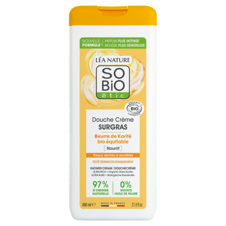 SO’BiO étic Krém sprchový SURGRAS s máslem karité BIO (650 ml) - ideální pro suchou a citlivou pokožku