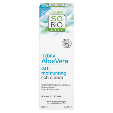 SO’BiO étic Krém bohatě hydratující denní s Aloe vera BIO (50 ml) - s kyselinou hyaluronovou