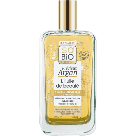 SO’BiO étic Précieux Argan Pěstící olej na tělo, tvář i vlasy BIO (100 ml) - elixír mládí a krásy