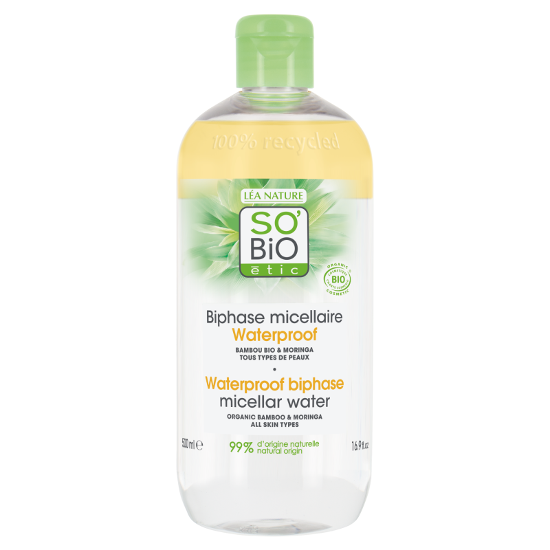 SO’BiO étic Voda micelární dvoufázová - Pur BAMBOO BIO (500 ml) - s organickým bambusem a moringou SO’BiO étic Voda micelární dvoufázová - Pur BAMBOO BIO (500 ml) - s organickým bambusem a moringou