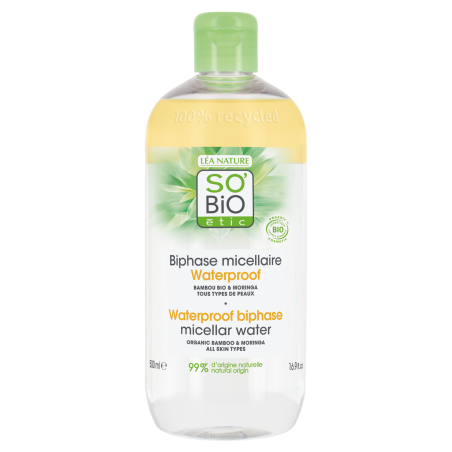 SO’BiO étic Voda micelární dvoufázová - Pur BAMBOO BIO (500 ml) - s organickým bambusem a moringou
