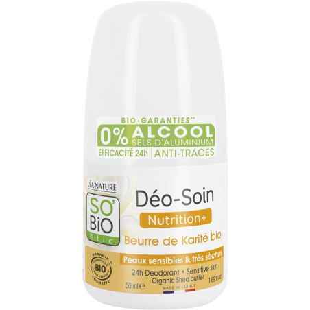 SO’BiO étic Deodorant roll-on 24h Nutrition+ s karité BIO (50 ml) - účinný až 24 hodin