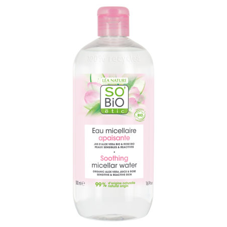 SO’BiO étic Voda micelární s Aloe Vera zklidňující BIO (500 ml) - obohacena o heřmánkovou vodu