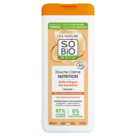 SO’BiO étic Krém sprchový NUTRITION s arganovým olejem BIO (650 ml) - ideální pro suchou pokožku