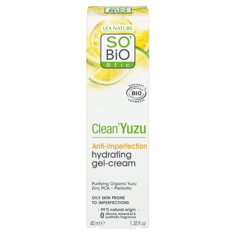 SO’BiO étic Gel-krém pleťový hydratační - Clean Yuzu BIO (40 ml) - ideální pro mastnou pleť