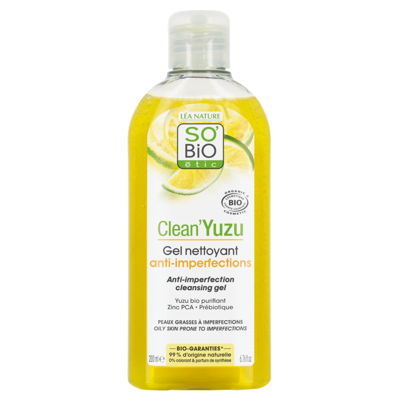SO’BiO étic Gel čisticí proti nedokonalostem pleti - Clean Yuzu BIO (200 ml) - ideální pro mastnou pleť SO’BiO étic Gel čisticí proti nedokonalostem pleti - Clean Yuzu BIO (200 ml) - ideální pro mastnou pleť