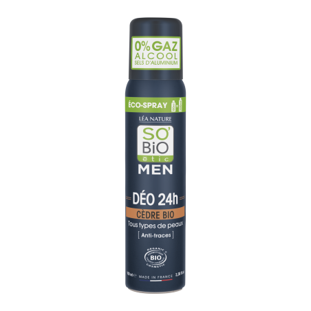 SO’BiO étic Deodorant přírodní ECO SPRAY 24h MEN - cedr BIO (100 ml) - účinný až 24 hodin