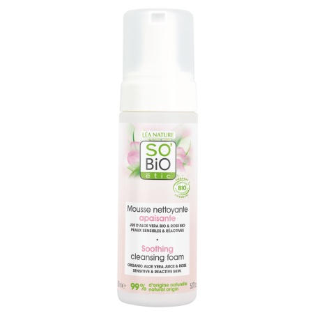SO’BiO étic Pěna čisticí zklidňující Aloe Vera BIO (150 ml) - obohacena o růžovou vodu