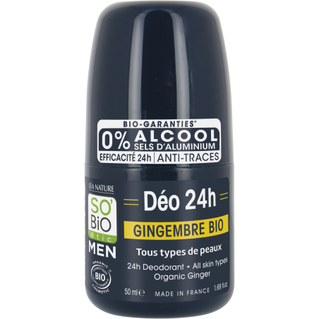 SO’BiO étic Deodorant roll-on 24h MEN - zázvor BIO (50 ml) - účinný až 24 hodin