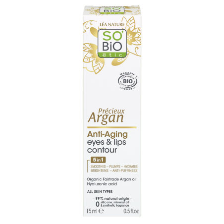 SO’BiO étic Anti-Age Precieux Argan Krém na okolí očí a rtů BIO (15 ml) - ideální pro zralou pleť