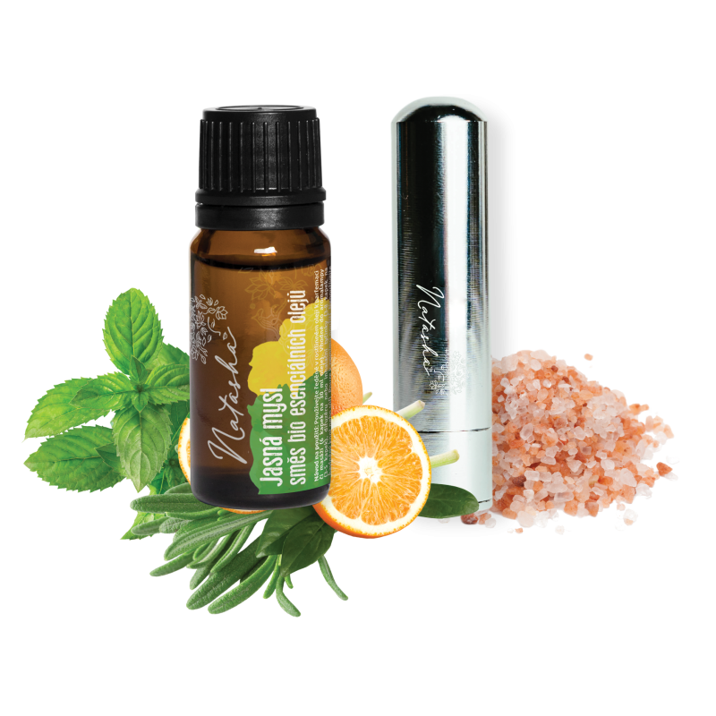 Natasha Aroma sada s inhalátorem - Jasná mysl - svěží pomeranč, peprmint a rozmarýn Natasha Aroma sada s inhalátorem - Jasná mysl - svěží pomeranč, peprmint a rozmarýn