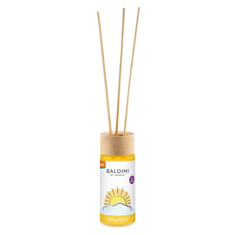 TAOASIS Baldini Aroma difuzér s tyčinkami FeelPower BIO (50 ml) - osvěžující, aktivační a stimulující TAOASIS Baldini Aroma difuzér s tyčinkami FeelPower BIO (50 ml) - osvěžující, aktivační a stimulující