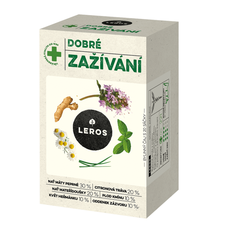 LEROS Bylinný čaj Dobré zažívání - nálev. sáčky (20 x 1,5 g) - pro zdravé a klidné trávení LEROS Bylinný čaj Dobré zažívání - nálev. sáčky (20 x 1,5 g) - pro zdravé a klidné trávení