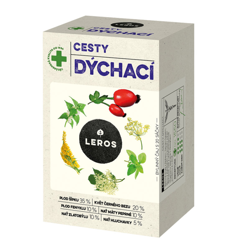 LEROS Bylinný čaj Cesty dýchací - nálev. sáčky (20 x 1,5 g) - posílí obranyschopnost a uvolní dýchací cesty LEROS Bylinný čaj Cesty dýchací - nálev. sáčky (20 x 1,5 g) - posílí obranyschopnost a uvolní dýchací cesty