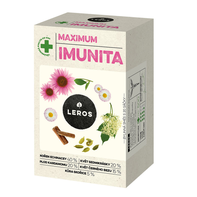 LEROS Bylinný čaj Maximum Imunita - nálev. sáčky (20 x 1,2 g) - s vysokým obsahem echinacey LEROS Bylinný čaj Maximum Imunita - nálev. sáčky (20 x 1,2 g) - s vysokým obsahem echinacey