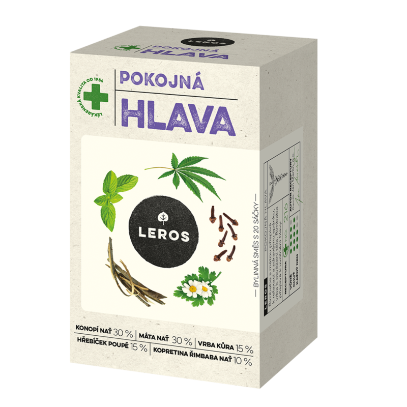 LEROS Bylinný čaj Pokojná hlava - nálev. sáčky (20 x 1,5 g) - zmírňuje tlak na spáncích a čele