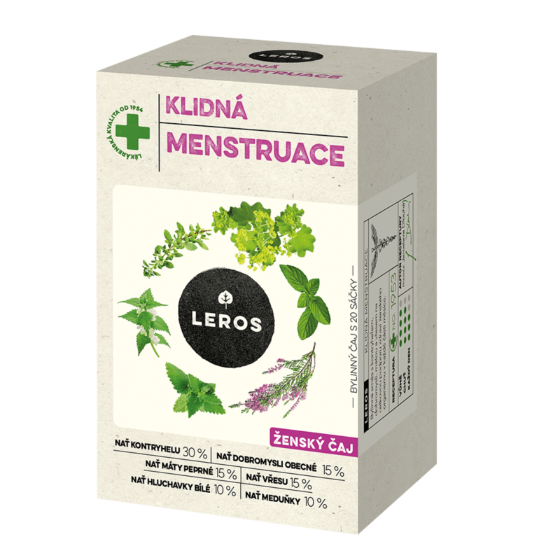 LEROS Bylinný čaj Klidná menstruace - nálev. sáčky (20 x 1,5 g) - pro menstruační komfort LEROS Bylinný čaj Klidná menstruace - nálev. sáčky (20 x 1,5 g) - pro menstruační komfort