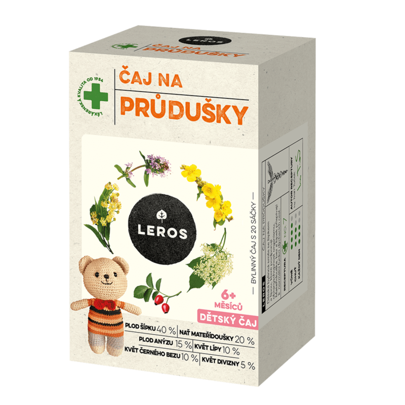LEROS Dětský čaj na průdušky - nálev. sáčky (20 x 1,5 g) - pro zdravé dýchací cesty LEROS Dětský čaj na průdušky - nálev. sáčky (20 x 1,5 g) - pro zdravé dýchací cesty