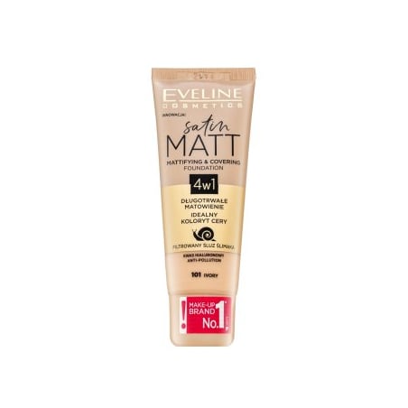 Eveline Satin Matt Mattifying & Covering Foundation 4in1 101 Ivory 30 ml