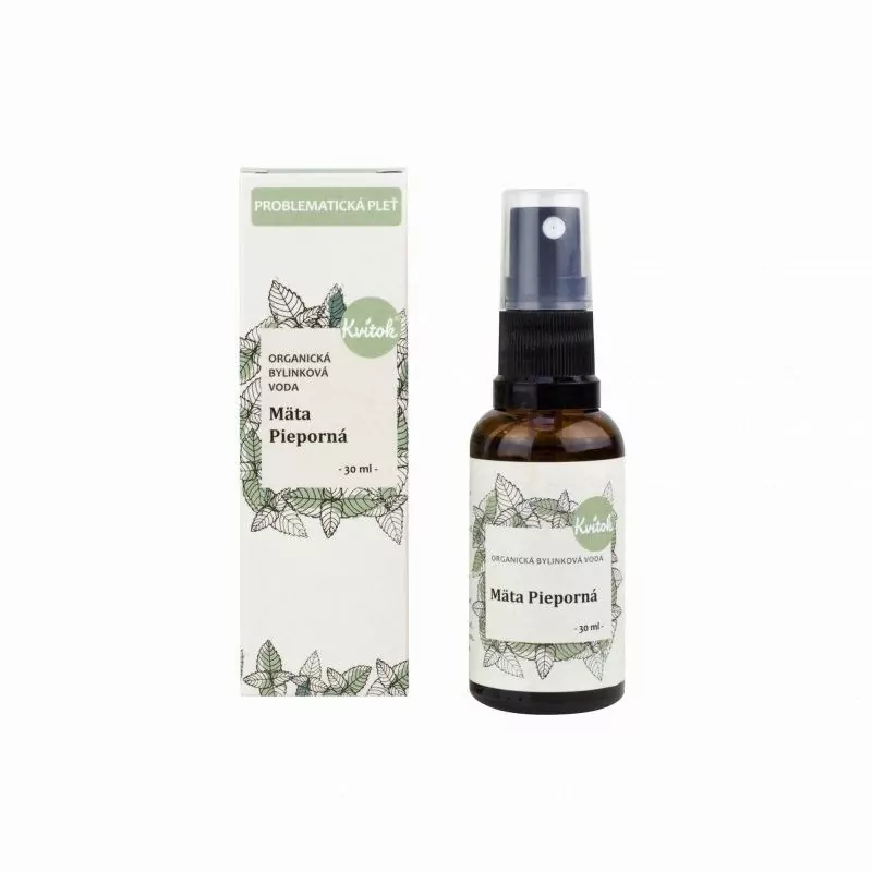 Bylinková voda máta peprná s rozprašovačem BIO Kvitok - 30 ml Bylinková voda máta peprná s rozprašovačem BIO Kvitok - 30 ml
