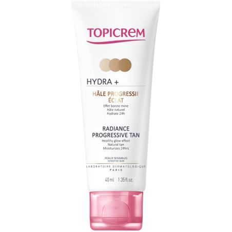 Samoopalovací krém s postupným efektem pro citlivou pleť HYDRA+ (Radiance Progressive Tan) Topicrem - 40 ml
