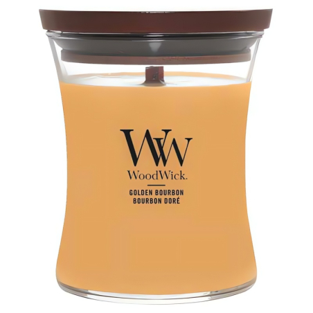 Vonná svíčka váza střední Golden Bourbon Woodwick - 275 g