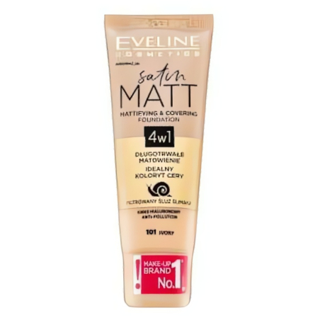 Eveline Satin Matt Mattifying & Covering Foundation 4in1 101 Ivory 30 ml