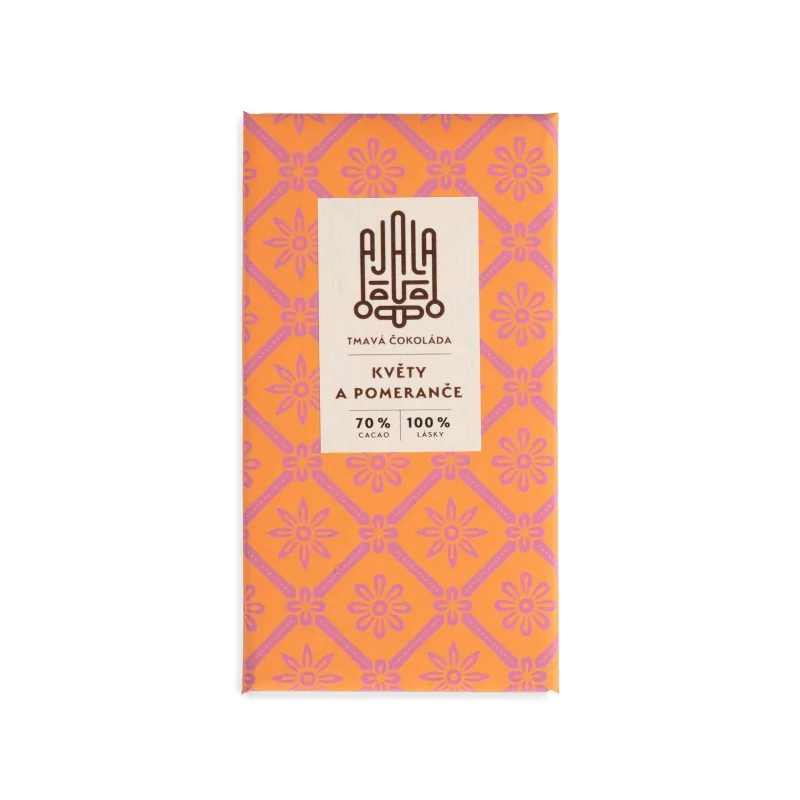 Květy a pomeranče tmavá čokoláda Ajala Chocolate - 45 g Květy a pomeranče tmavá čokoláda Ajala Chocolate - 45 g