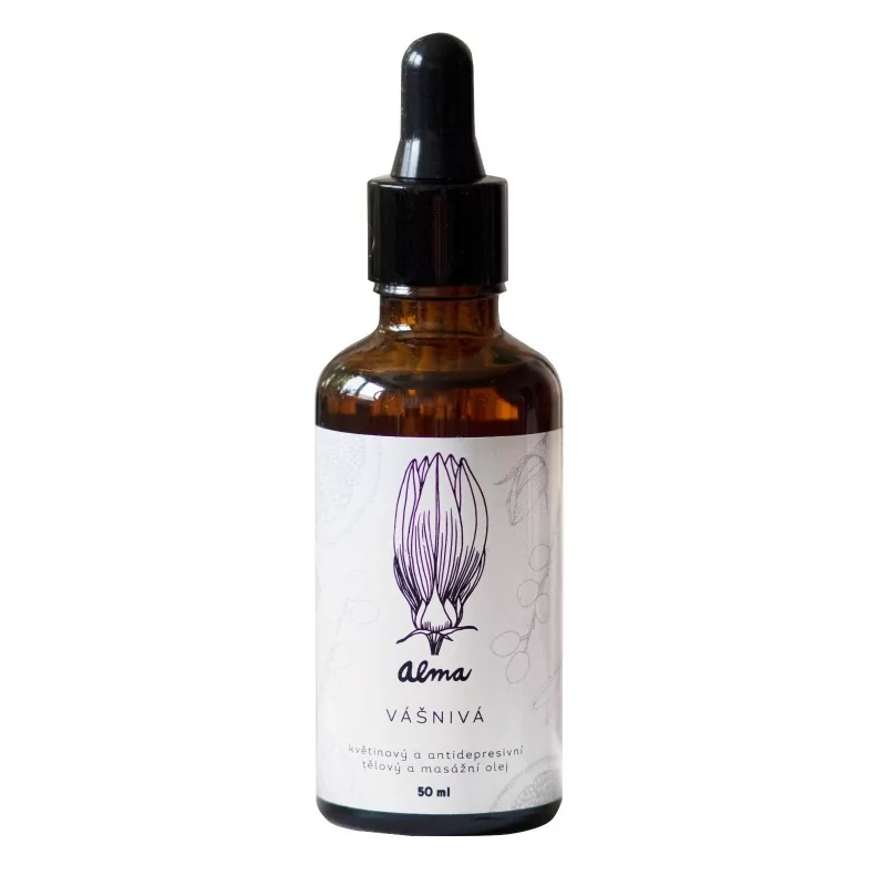 Vášnivá (Květinový a antidepresivní tělový a masážní olej) Alma - 50 ml Vášnivá (Květinový a antidepresivní tělový a masážní olej) Alma - 50 ml