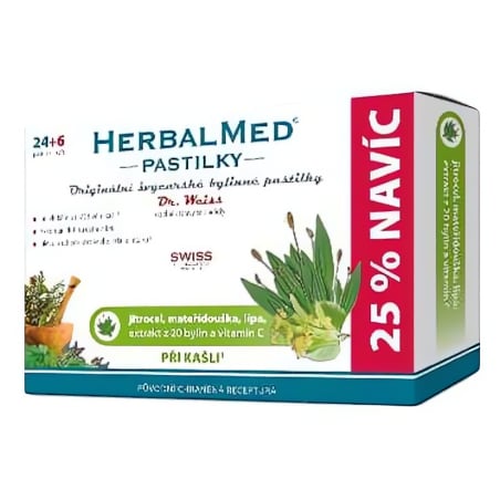 HerbalMed pastilky Dr. Weiss při kašli 24 pastilek + 6 pastilek ZDARMA Simply You