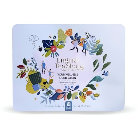 Dárková sada Your wellness modrá BIO v plechové kazetě English Tea Shop - 36 sáčků