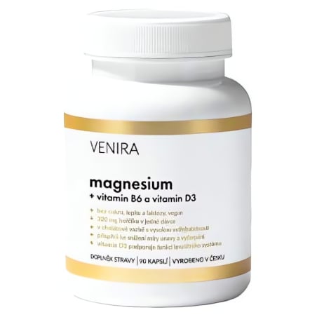Magnesium s vitaminem B6 a vitaminem D Venira - 90 kapslí