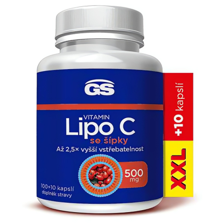 GS Vitamin Lipo C 500 mg se šípky 100 + 10 kapslí XXL GreenSwan