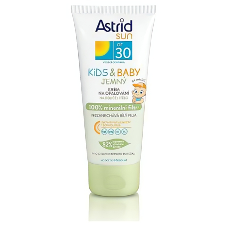 Jemný krém na opalování pro děti OF 30 Sun Kids & Baby 100% minerální filtr Astrid - 100 ml