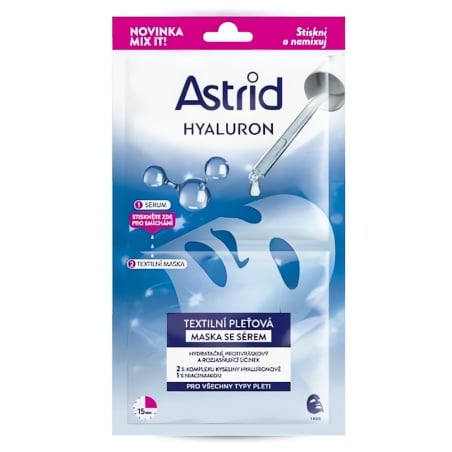 Textilní pleťová maska se sérem pro všechny typy pleti Hyaluron Astrid - 1 ks