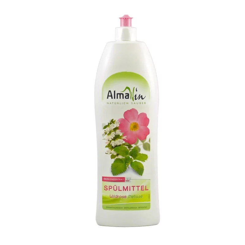 Prostředek na nádobí (divoká růže & meduňka) AlmaWin - 1 l Prostředek na nádobí (divoká růže & meduňka) AlmaWin - 1 l