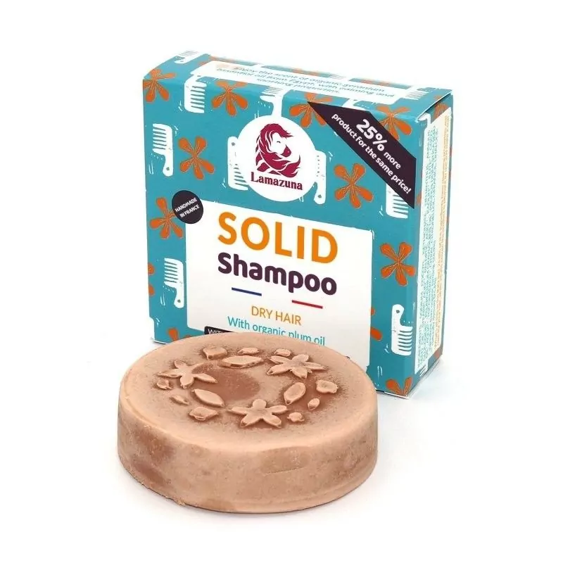 Tuhý šampon pro suché vlasy se švestkovým olejem Lamazuna - 70 g Tuhý šampon pro suché vlasy se švestkovým olejem Lamazuna - 70 g