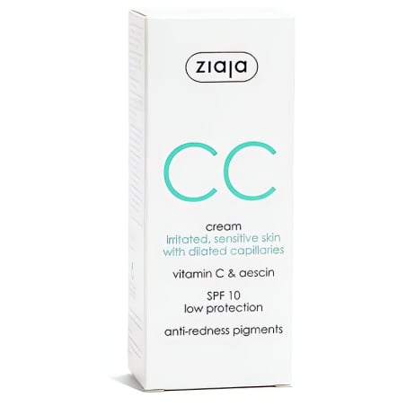 CC krém pro podrážděnou a citlivou pleť s rozšířenými žilkami SPF 10 (CC Cream) Ziaja - 50 ml
