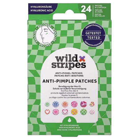 Hydrokoloidní náplasti na akné s kyselinou hyaluronovou Groovy Protect (Anti-Pimple Patches) Wild Stripes - 24 ks