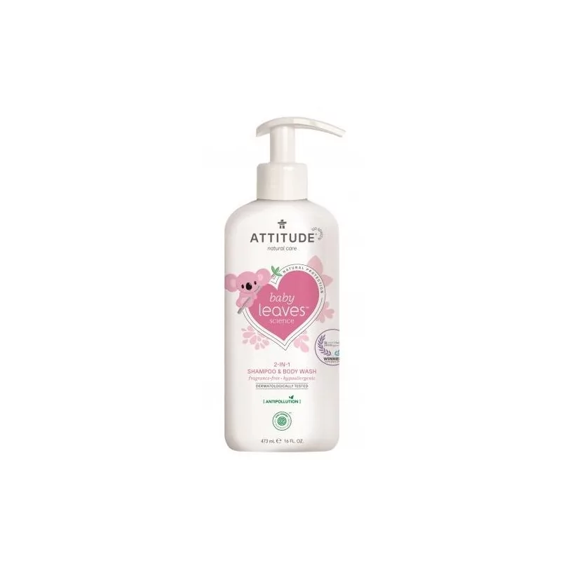 Dětské tělové mýdlo a šampon bez vůně (Baby leaves) Attitude - 473 ml