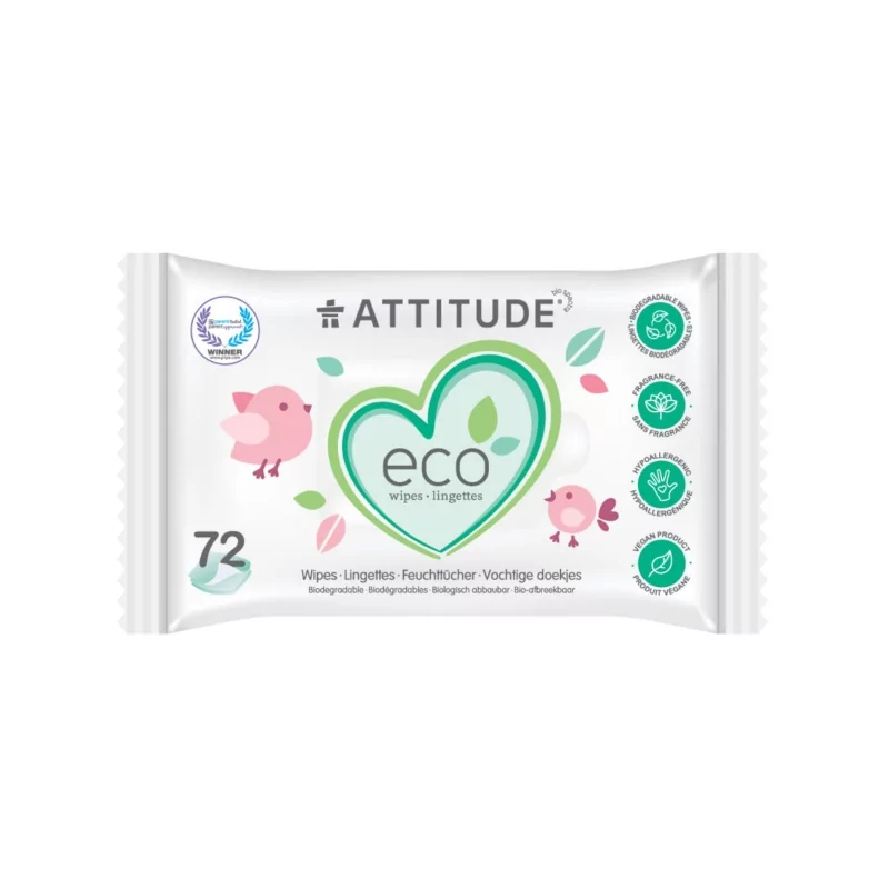 Vlhčené ubrousky bez vůně Attitude - 72 ks